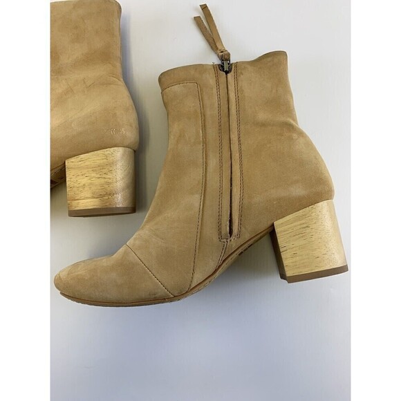 BOGO Toms Evie Honey Tan Nubuck Stack Heel Ankle Boot Side Zip 10012284 Women 7 - Picture 10 of 15